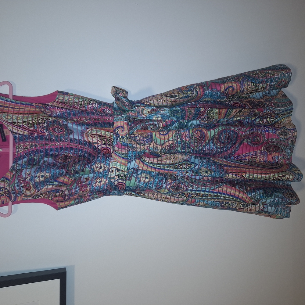 Tommy Hilfiger Pink and Blue V-neck Mini Sundress